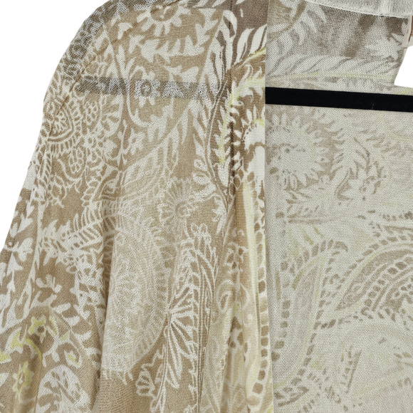 Chicos white lime taupe paisley print hilo cardigan sweater size 2 - Picture 2 of 7